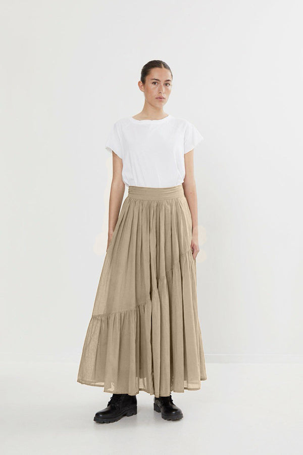 Polonia - Angled gather skirt I Oyster
