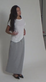 Hanni - Light stretch long skirt I Grey melange