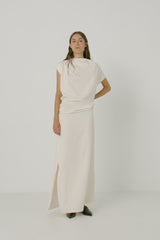 Orana - Aviator draped dress I Ivory