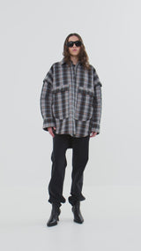 Sevara - Check shirting padded jacket I Grey check