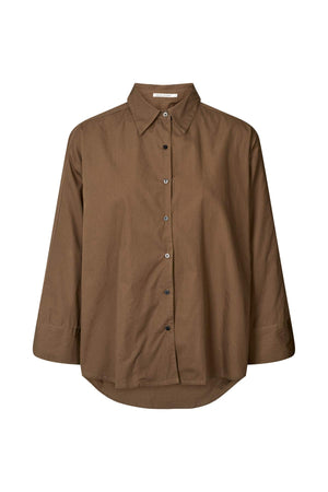 Chloe - Poplin full shirt I Dark brown Dark brown XS 1 - Rabens Saloner