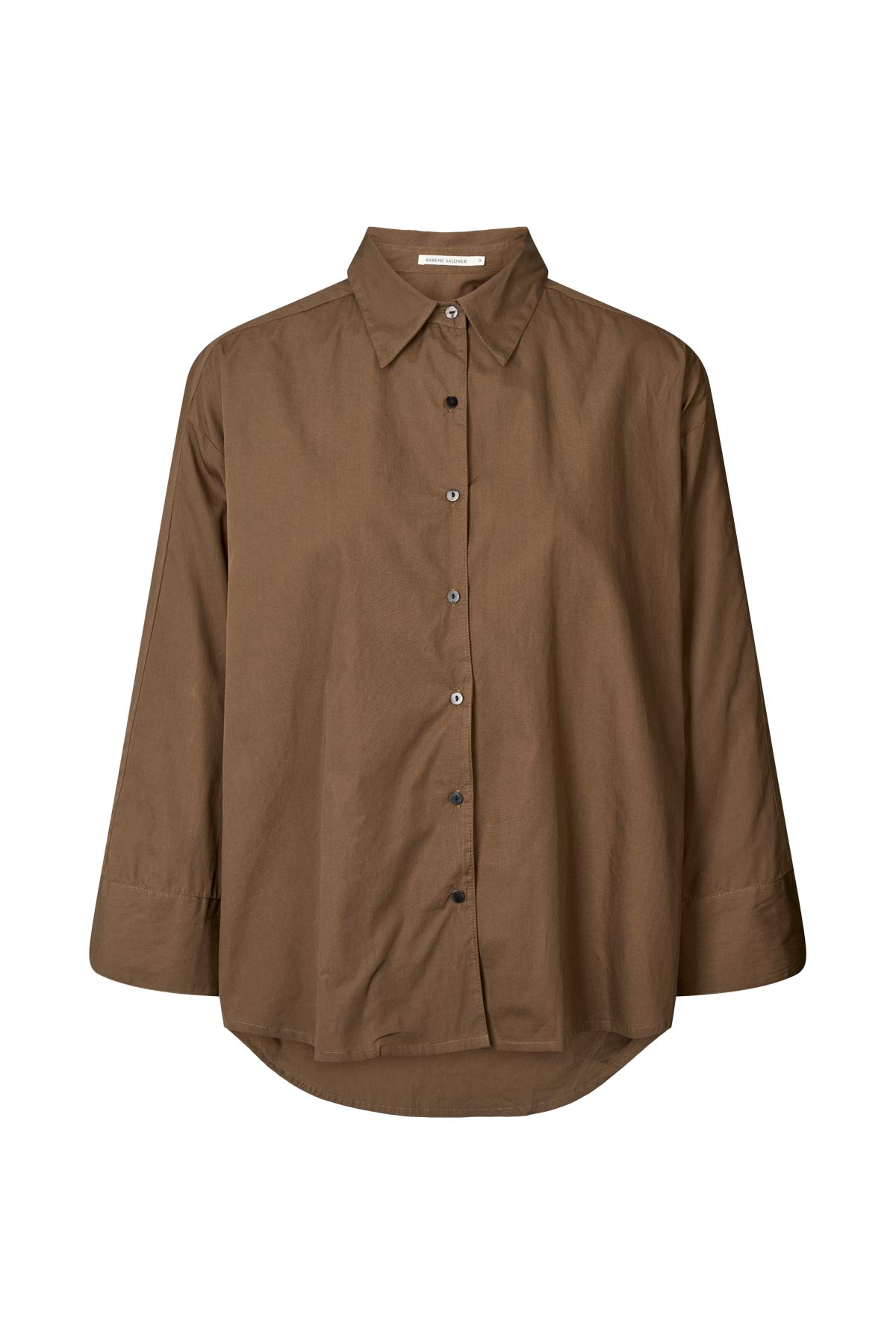 Chloe - Poplin full shirt I Dark brown Dark brown XS 1 - Rabens Saloner
