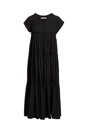 Gisele - Cotton flare long dress I Black Black XS  13 - Rabens Saloner