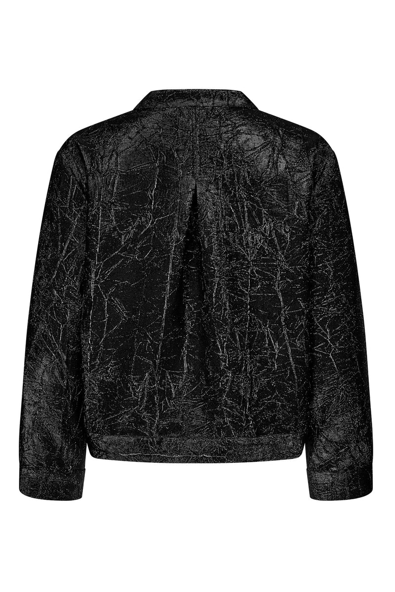 Viet - Glimmer crop shirt jacket I Black glimmer    9 - Rabens Saloner
