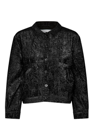 Viet - Glimmer crop shirt jacket I Black glimmer Black glimmer XS  3 - Rabens Saloner