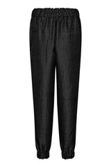 Francine - Trellis jacquard casual pants I Black    6 - Rabens Saloner