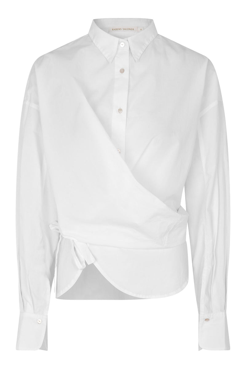 Tanja - Poplin wrap over shirt White XS  5 - Rabens Saloner